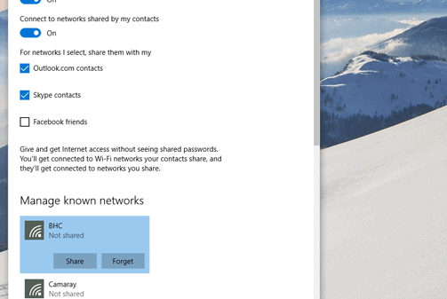 One I opt-in, I can select which networks to share and with which contacts.