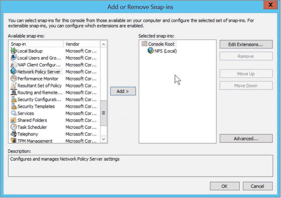 Adding the Network Policy Server (NPS)