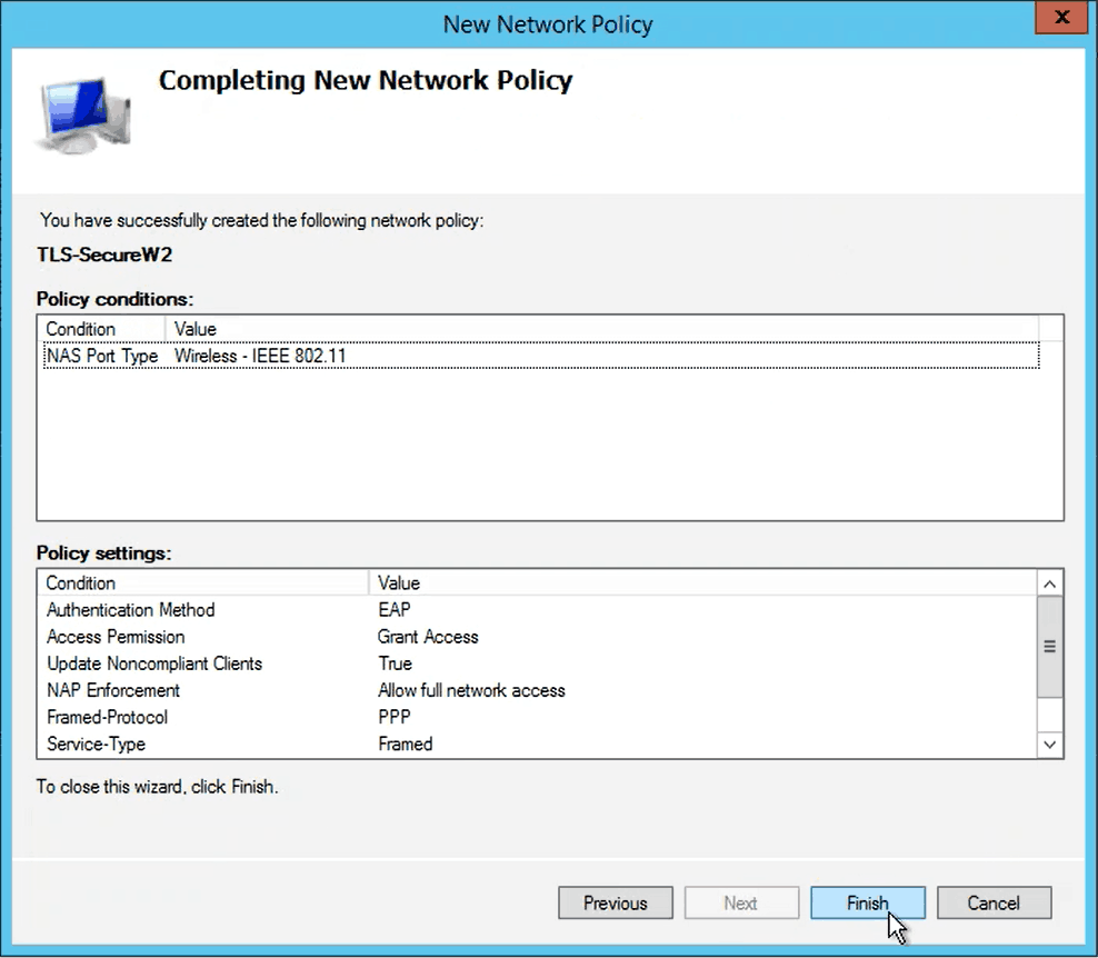 Configuring Network Policy for EAP-TLS