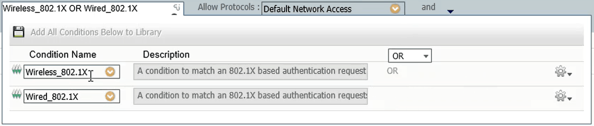 Correct Condition Settings for the Authentication Policy