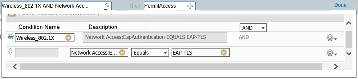 Displaying the Condition Settings for the Authorization Policy
