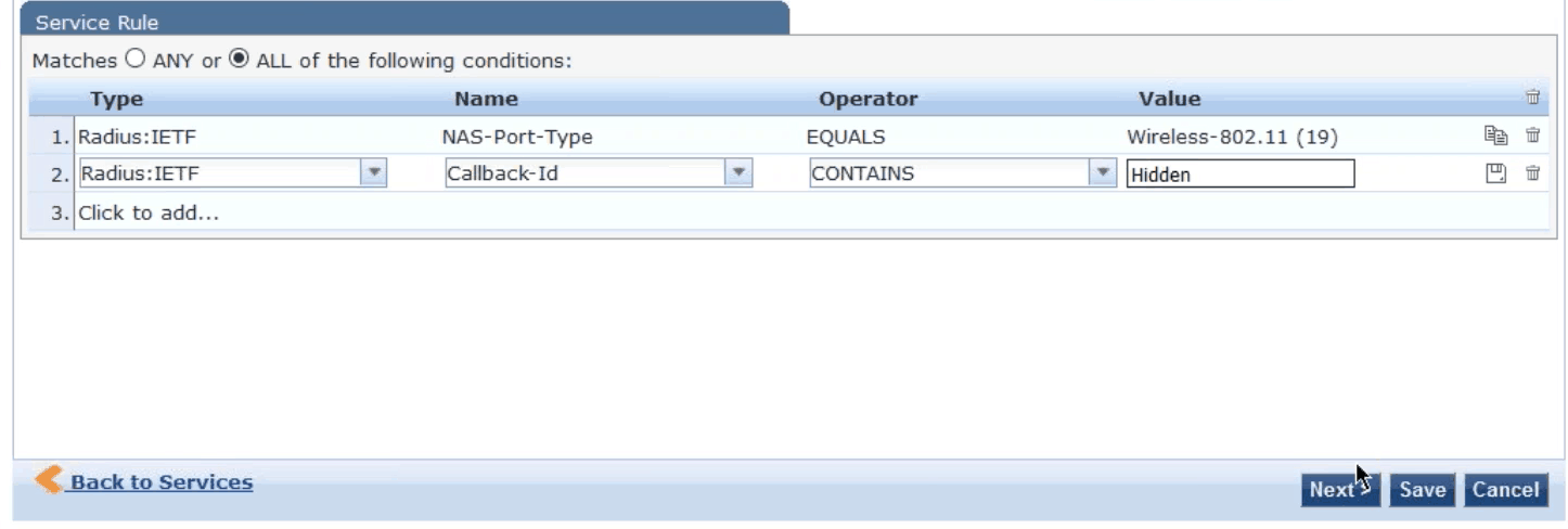 Setting up a Service Rule in CCPM for EAP-TLS Authentication