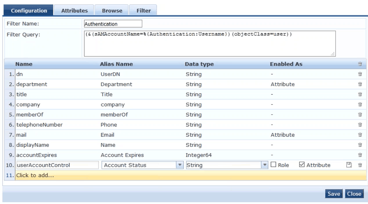 Showing the correct settings and entries for Identity Lookup