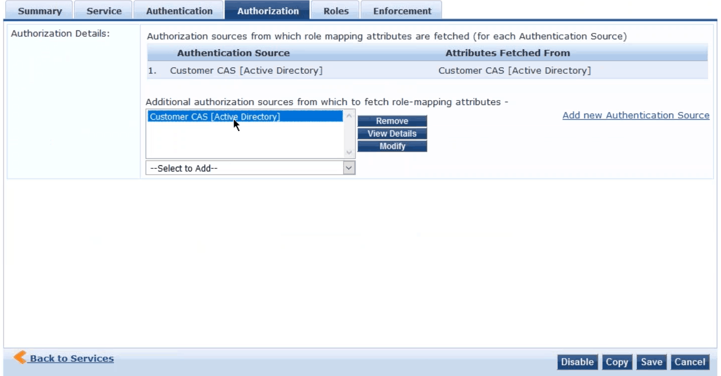 Configuring the CAS to authorize users