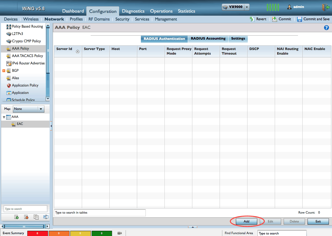 Adding the RADIUS server