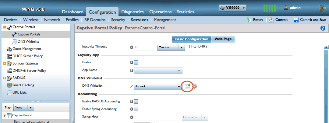 Create entries in the DNS Whitelist