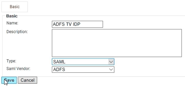 Configure the settings of the ADFS Identity Provider