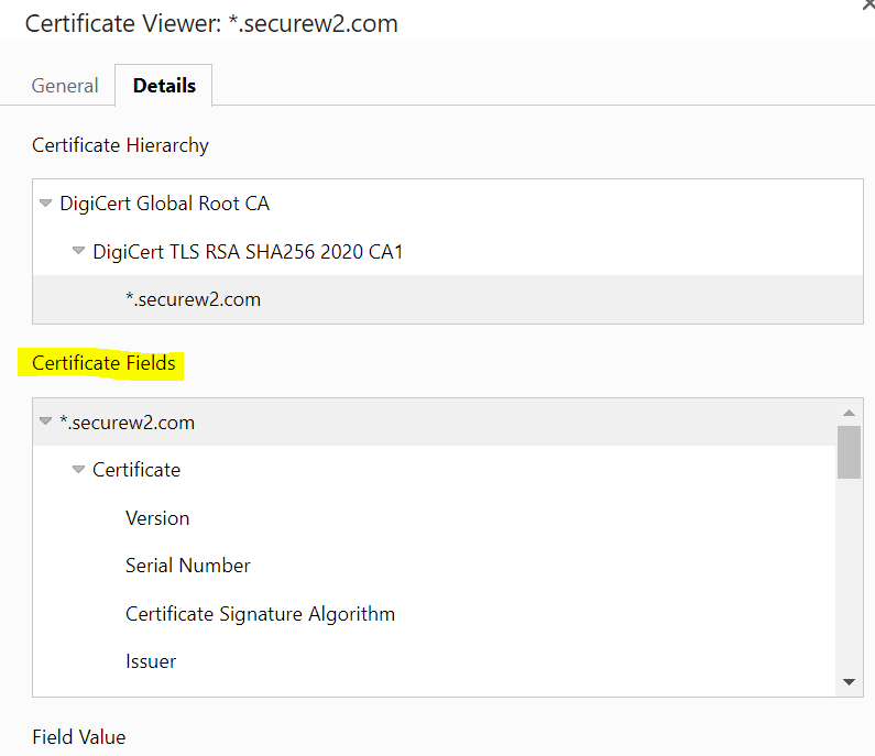 Example of X.509 Certificate Fields